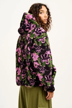 Lucy & Yak Rory - Borg Fleece Hoodie in Wilderley Floral Print Clearance