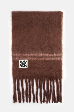 Lucy & Yak Rowan - Super Soft Scarf in Brown with Pink Stripe Online