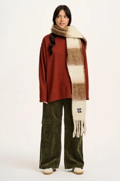 Lucy & Yak Rowan - Super Soft Scarf in Cream & Brown Checkerboard Online