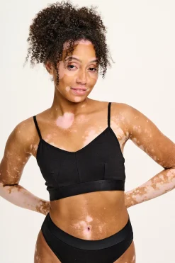 Lucy & Yak Ruby - Crop Top Cotton & Bamboo Bralette in Black Discount