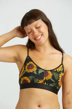 Lucy & Yak Ruby - Crop Top Cotton & Bamboo Bralette in Sunflower Print Online
