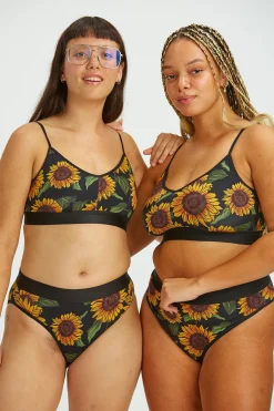 Lucy & Yak Ruby - Crop Top Cotton & Bamboo Bralette in Sunflower Print Online