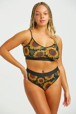 Lucy & Yak Ruby - Crop Top Cotton & Bamboo Bralette in Sunflower Print Online