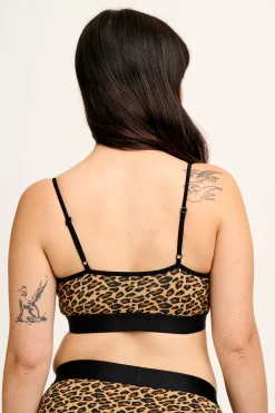 Lucy & Yak Ruby - Crop Top Cotton & Bamboo Bralette in Leopard Print Clearance