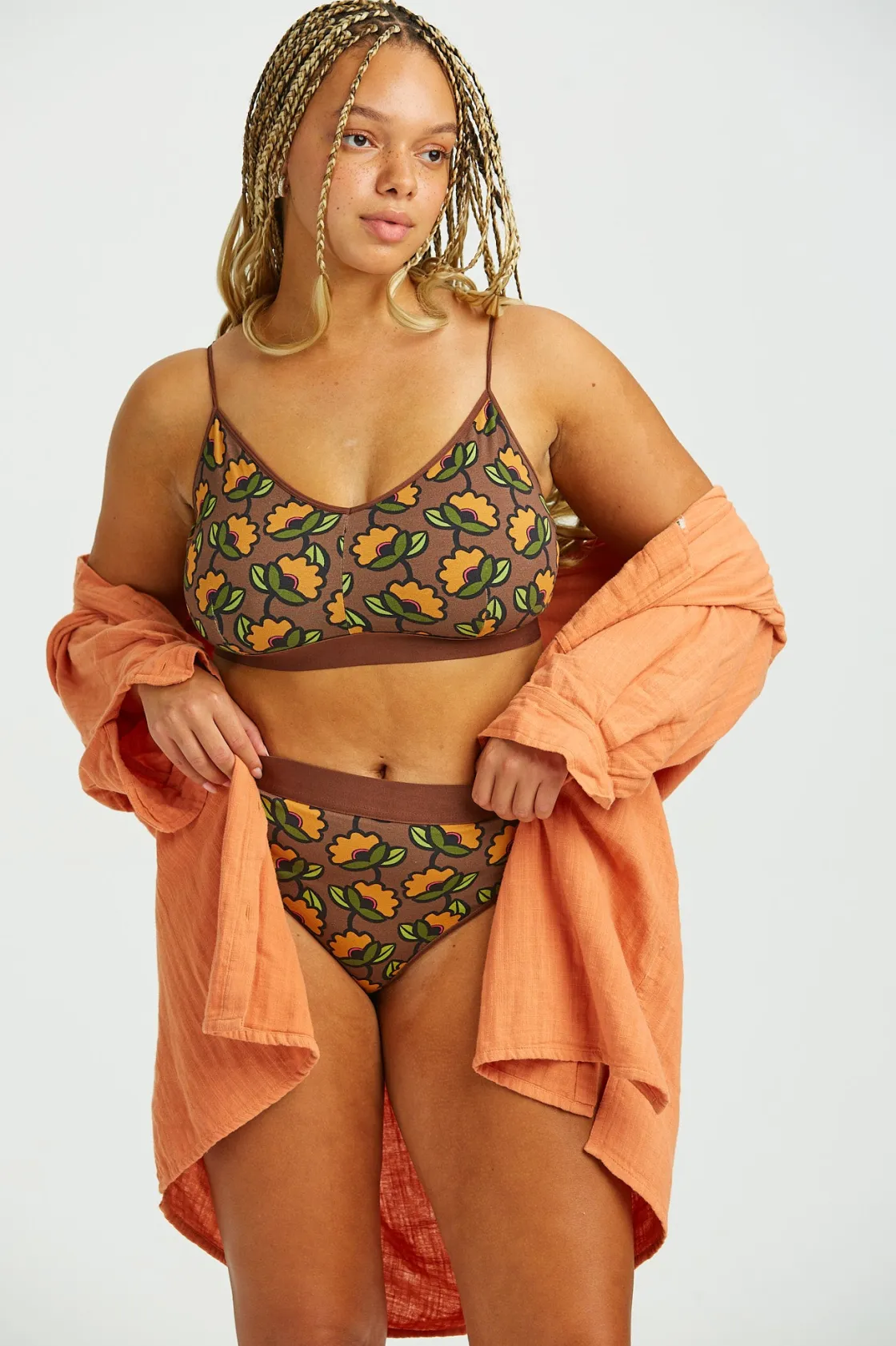 Lucy & Yak Ruby - Crop Top Cotton & Bamboo Bralette in Monica Print New