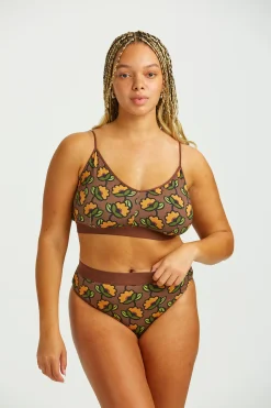 Lucy & Yak Ruby - Crop Top Cotton & Bamboo Bralette in Monica Print New