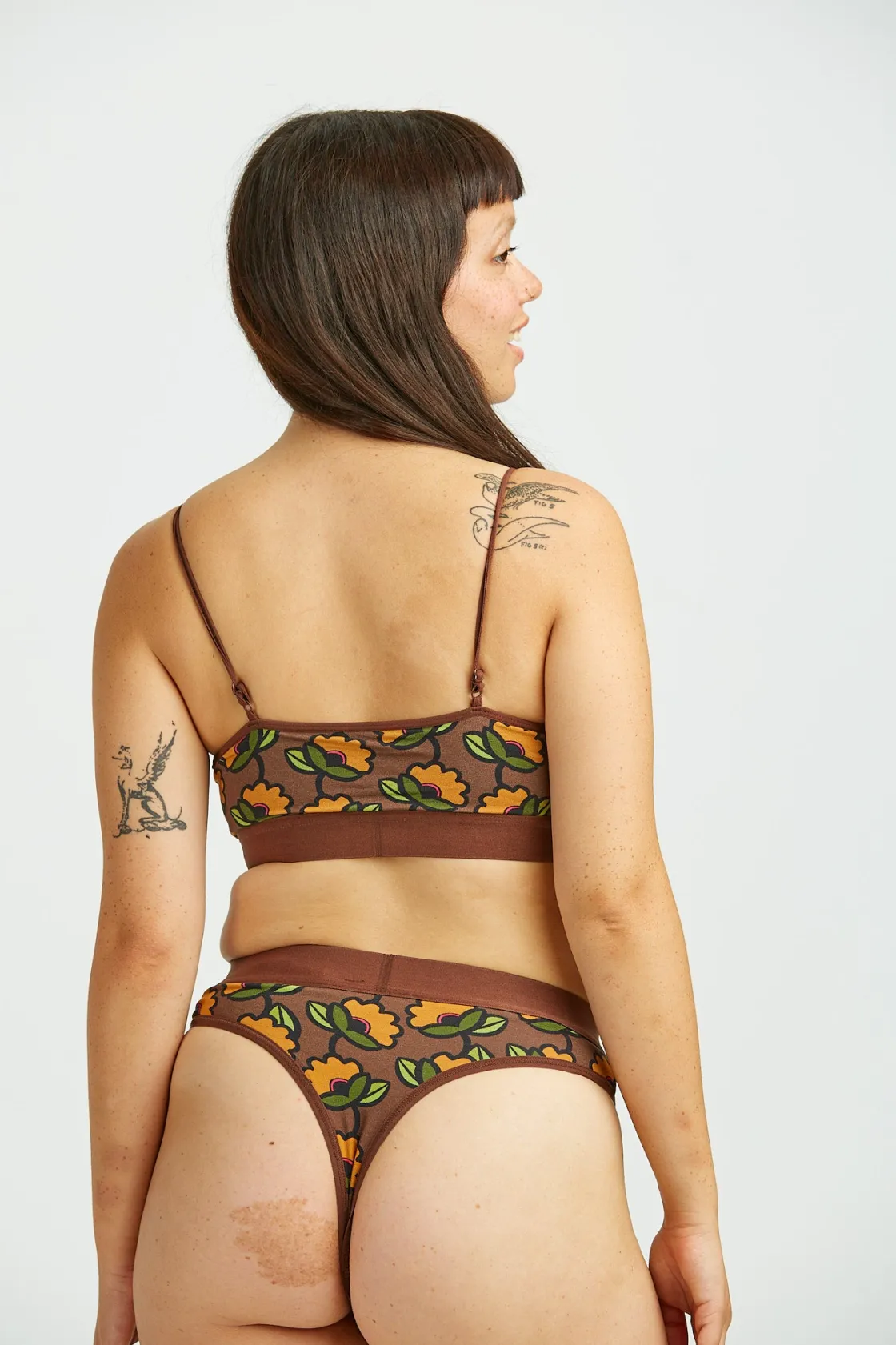 Lucy & Yak Ruby - Crop Top Cotton & Bamboo Bralette in Monica Print New
