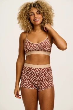 Lucy & Yak Ruby - Crop Top Cotton & Bamboo Bralette in Amara Grid Print Best