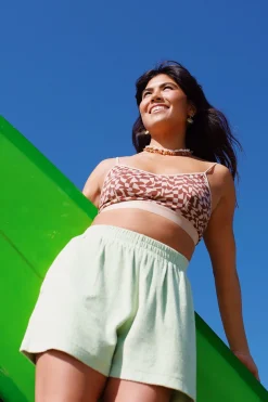 Lucy & Yak Ruby - Crop Top Cotton & Bamboo Bralette in Amara Grid Print Best