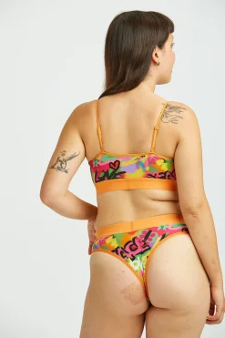 Lucy & Yak Ruby - Crop Top Cotton & Bamboo Bralette in Graffiti Print Fashion