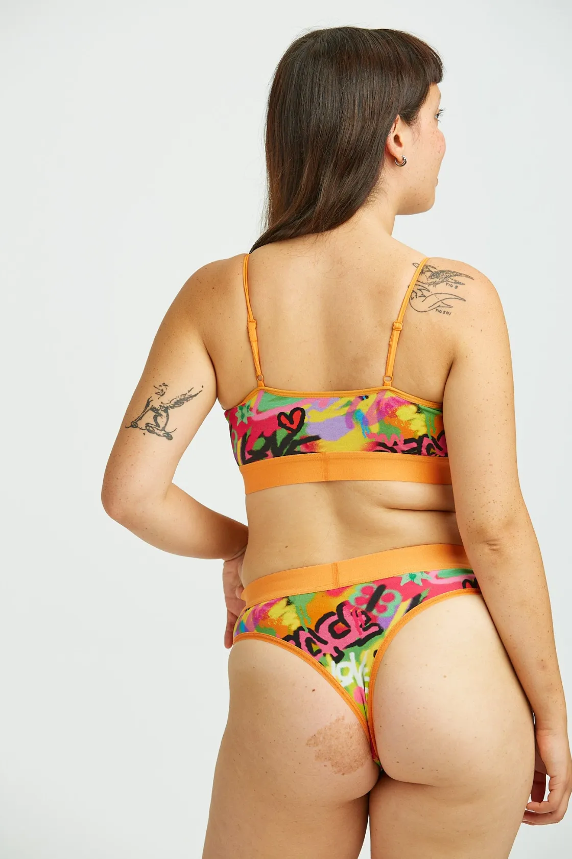 Lucy & Yak Ruby - Crop Top Cotton & Bamboo Bralette in Graffiti Print Fashion
