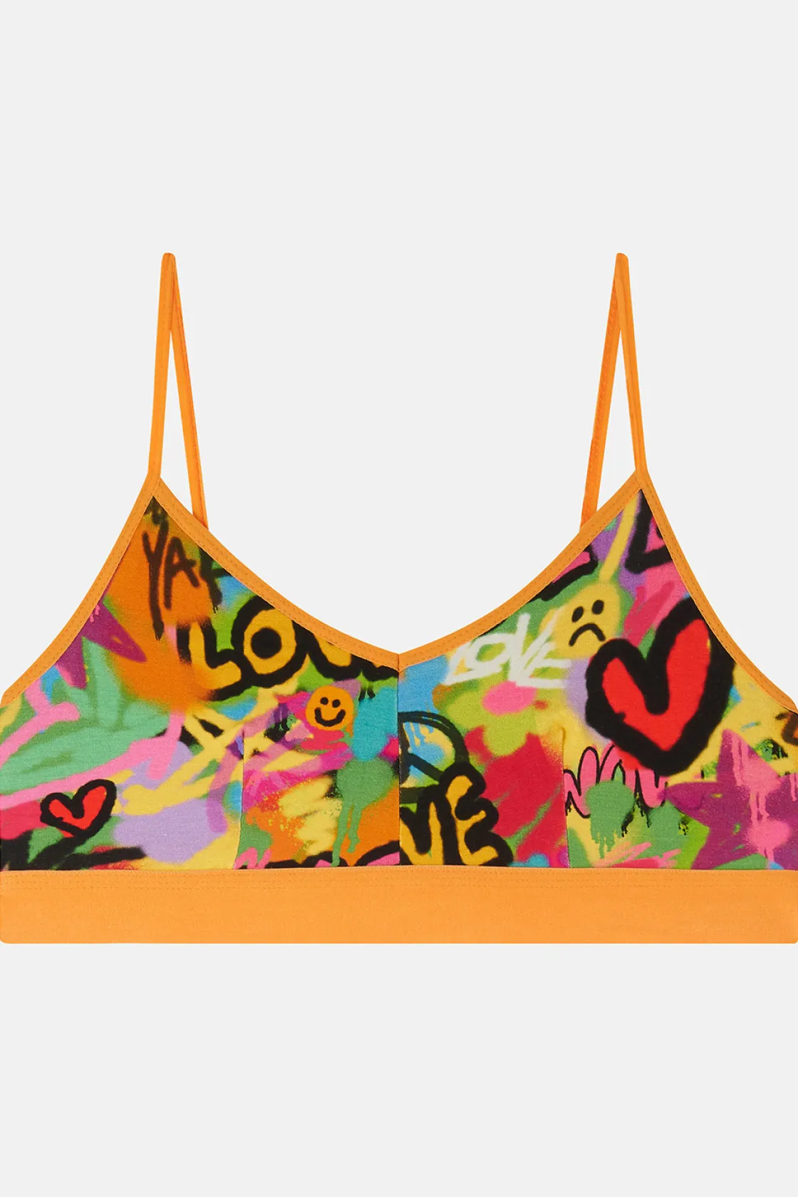 Lucy & Yak Ruby - Crop Top Cotton & Bamboo Bralette in Graffiti Print Fashion