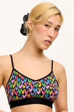 Lucy & Yak Ruby - Crop Top Cotton & Bamboo Bralette in Summer Lovin' Print Hot