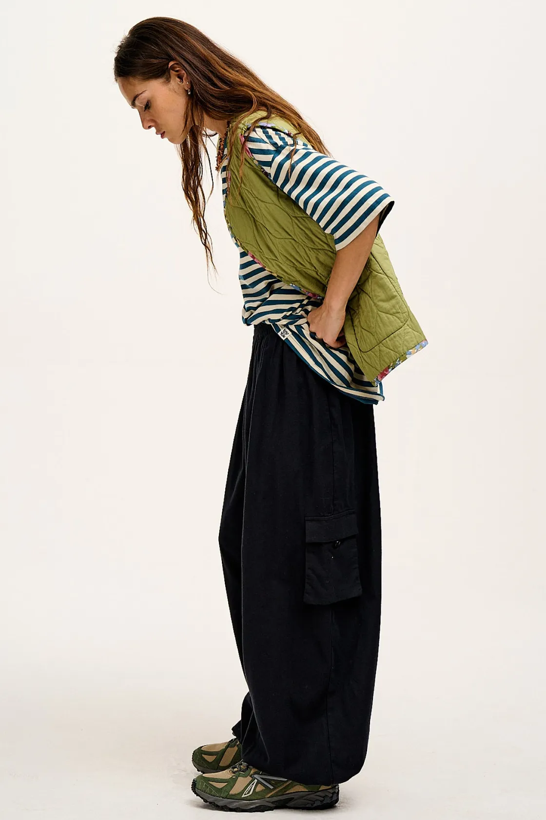 Lucy & Yak Rumi - Balloon Cotton & Linen Trousers in Black New