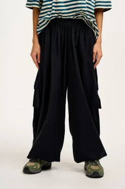 Lucy & Yak Rumi - Balloon Cotton & Linen Trousers in Black New