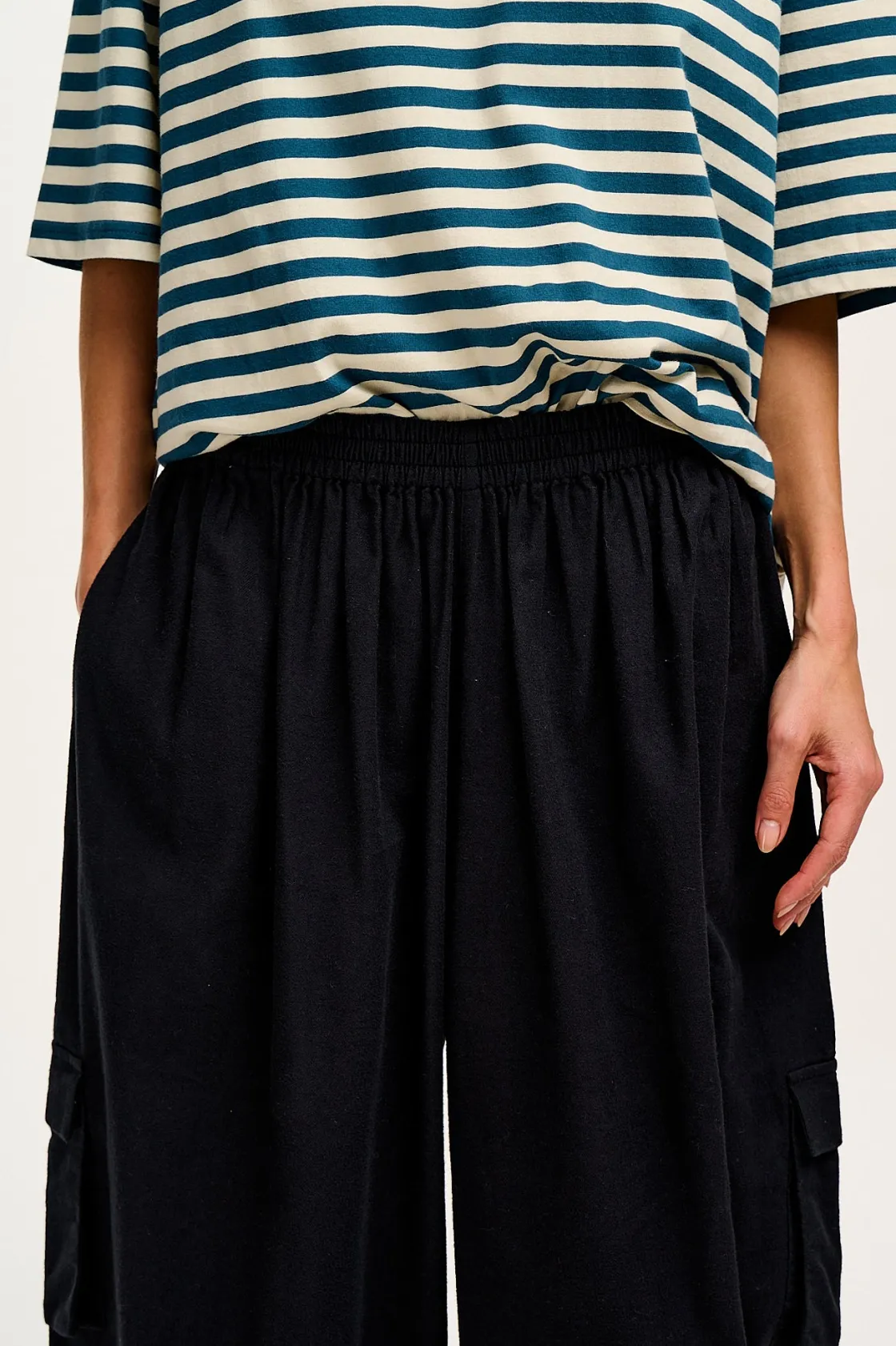 Lucy & Yak Rumi - Balloon Cotton & Linen Trousers in Black New
