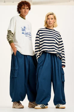 Lucy & Yak Rumi - Cargo Brushed Cotton Trousers in Deep Teal New