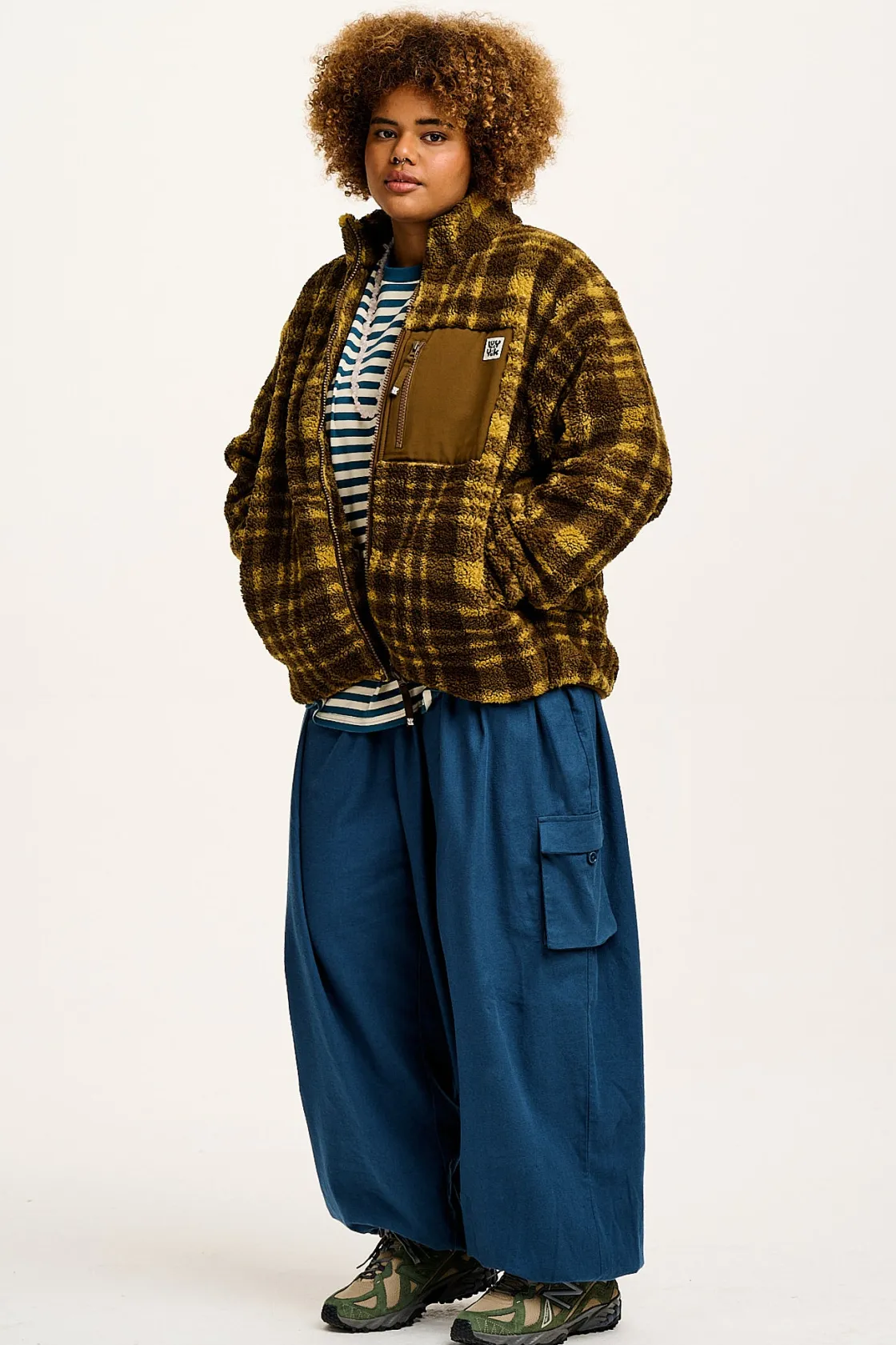 Lucy & Yak Rumi - Cargo Brushed Cotton Trousers in Deep Teal New