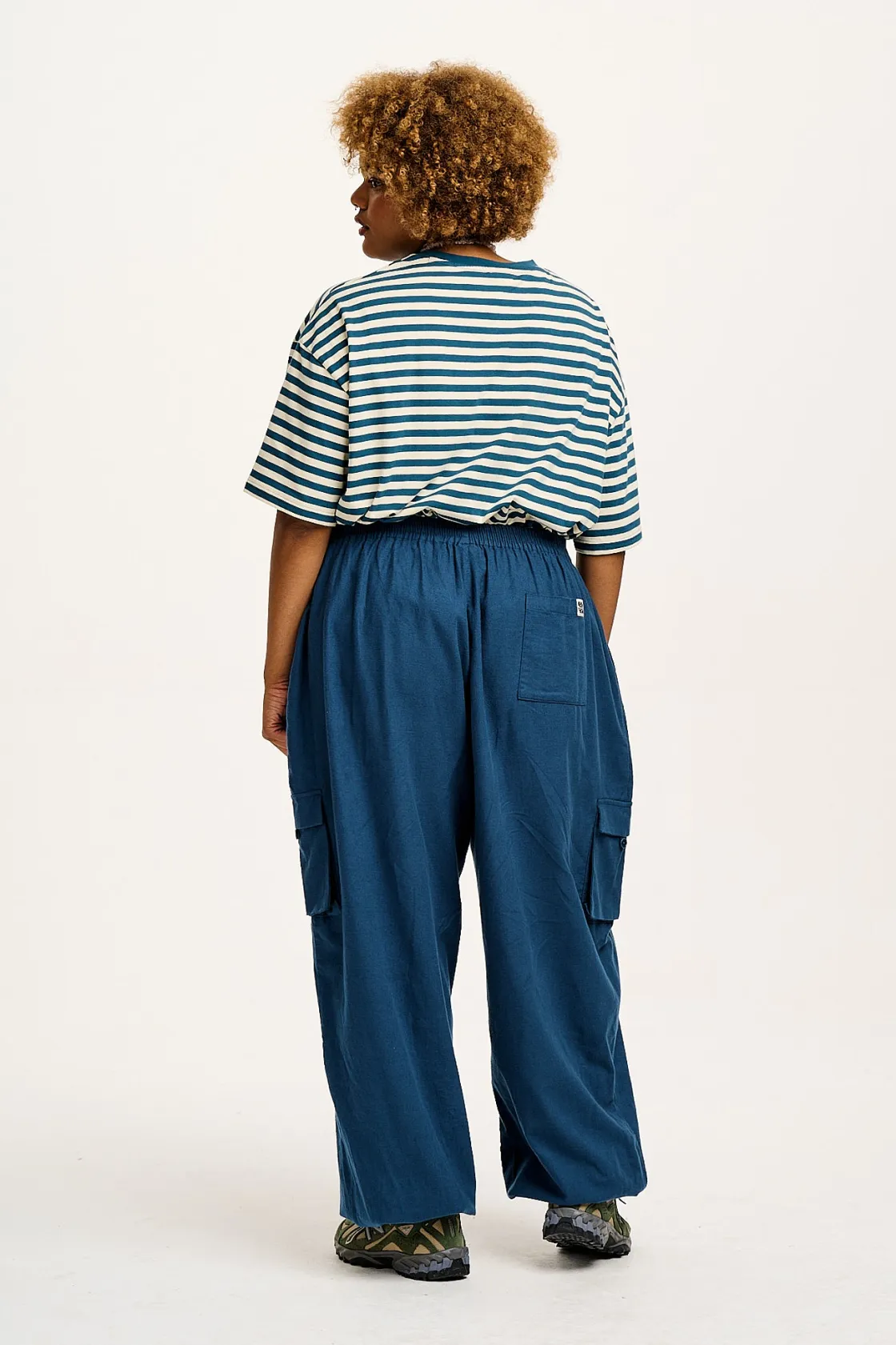 Lucy & Yak Rumi - Cargo Brushed Cotton Trousers in Deep Teal New