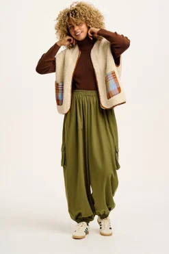 Lucy & Yak Rumi - Cargo Brushed Cotton Trousers in Khaki Online