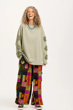 Lucy & Yak Rumi - Cargo Brushed Cotton Trousers in Courtney Patchwork Print New