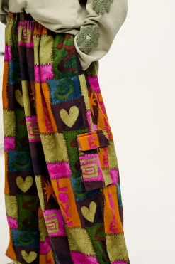 Lucy & Yak Rumi - Cargo Brushed Cotton Trousers in Courtney Patchwork Print New