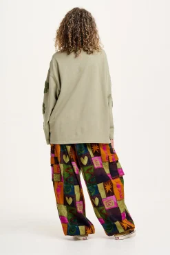 Lucy & Yak Rumi - Cargo Brushed Cotton Trousers in Courtney Patchwork Print New