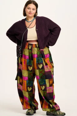 Lucy & Yak Rumi - Cargo Brushed Cotton Trousers in Courtney Patchwork Print New