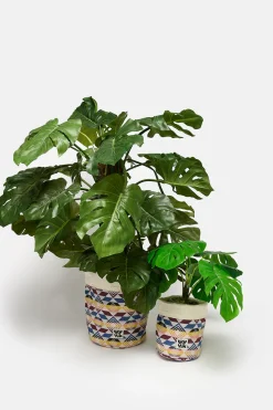 Lucy & Yak Runa - Plant Pot Cover in Diamond Jacquard Print (2 Pack) Hot