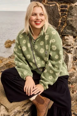 Lucy & Yak Stevie - Soft Polar Fleece in Green Delano Floral Print Online