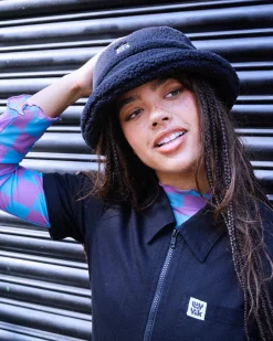Lucy & Yak Travis - Borg Fleece Bucket Hat in Black Fashion