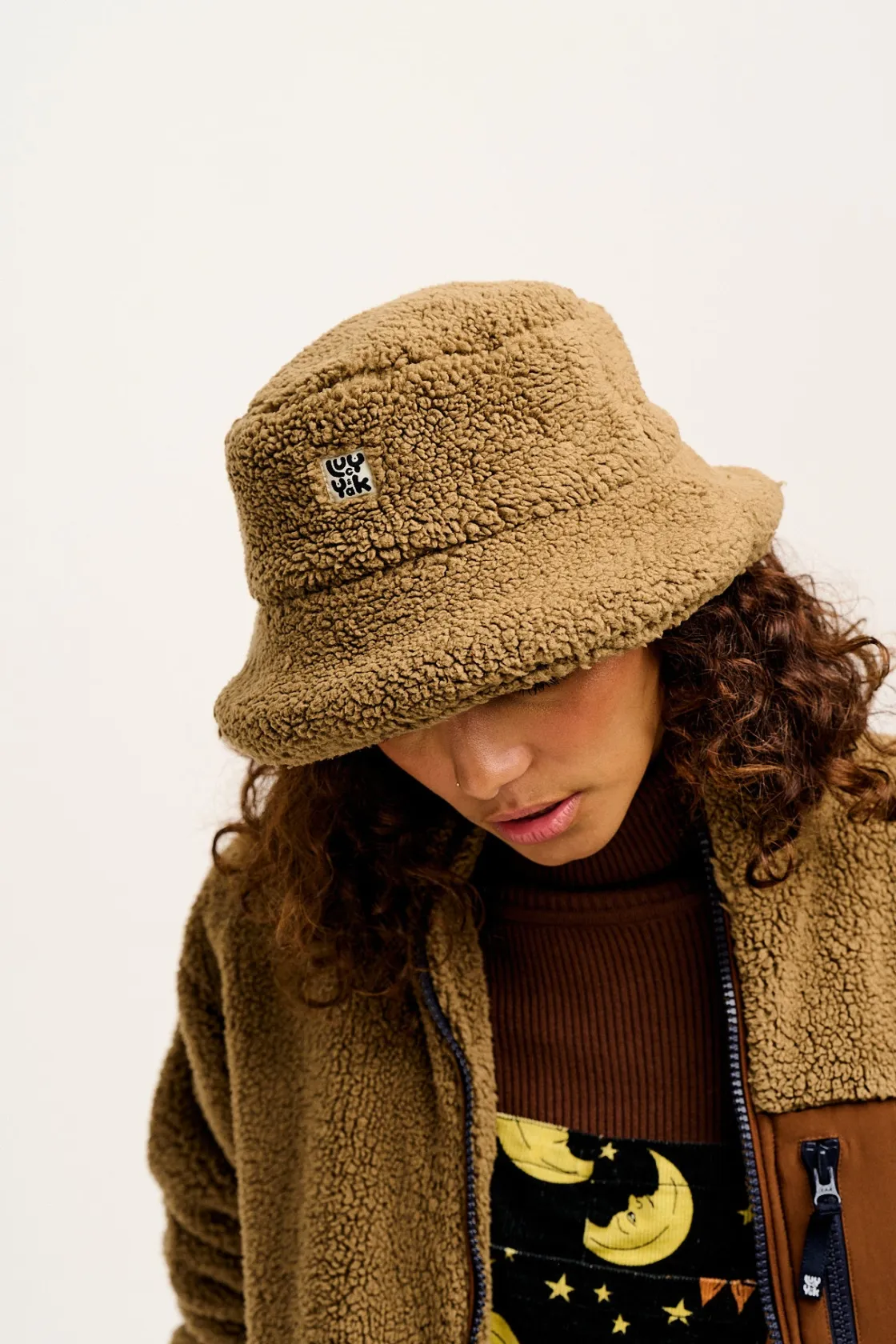 Lucy & Yak Travis - Borg Fleece Bucket Hat in Cocoa Best