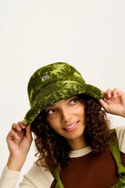 Lucy & Yak Travis - Borg Fleece Bucket Hat in Green Sequoia Print Discount