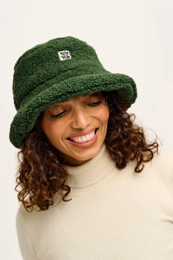 Lucy & Yak Travis - Borg Fleece Bucket Hat in Pine Green Outlet