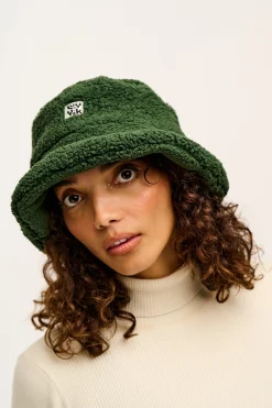 Lucy & Yak Travis - Borg Fleece Bucket Hat in Pine Green Outlet