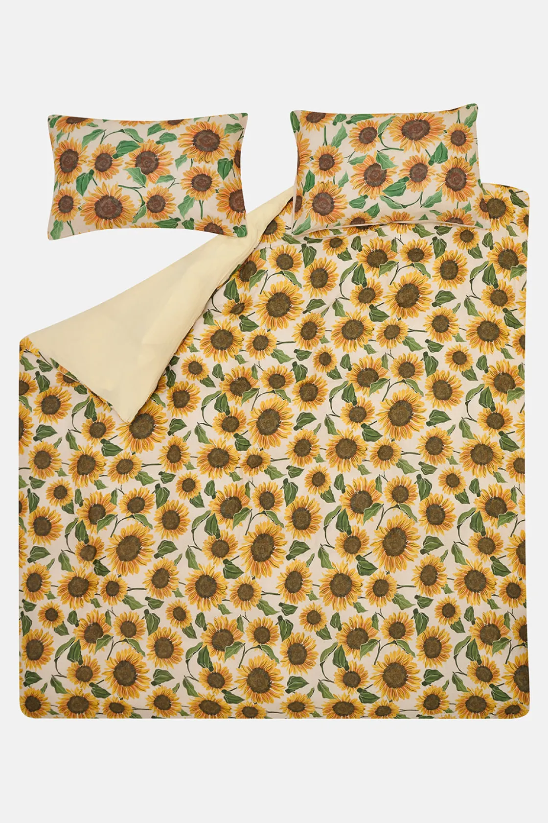 Lucy & Yak Yolanda - Soft Cotton Bed Sheets in Cream Sunflower Print Outlet